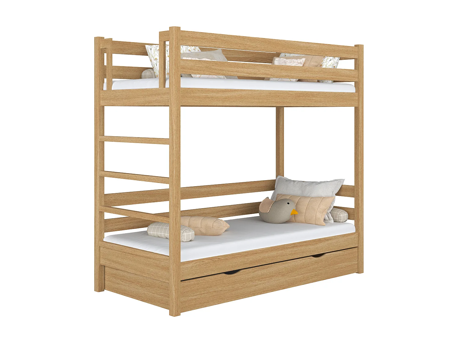 ETAGENBETT N03 mit Schublade Eiche Natur 90x190
