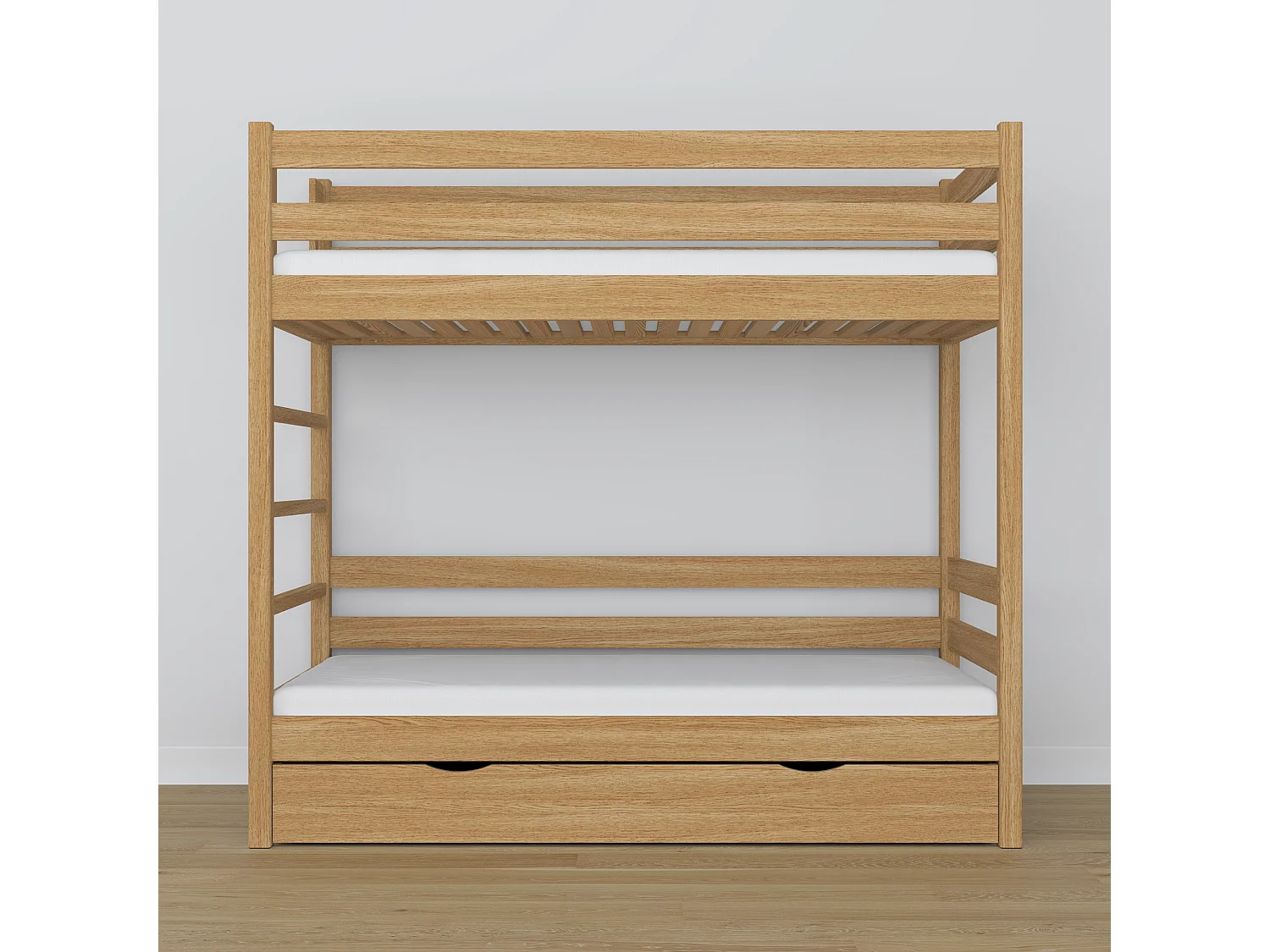 ETAGENBETT N03 mit Schublade Eiche Natur 90x190
