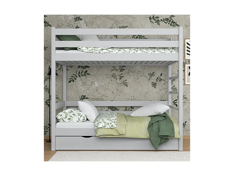 ETAGENBETT N03 mit Schublade Grau 100x180