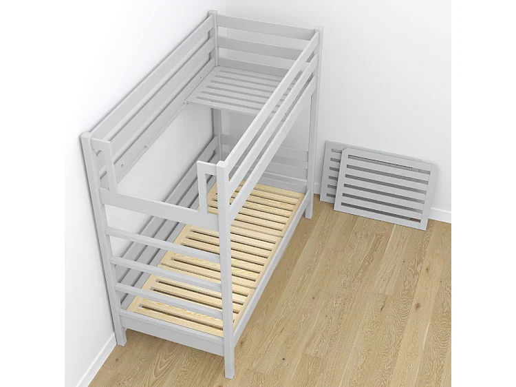Lit superposé en bois - avec tiroir N03 Gris 100x190