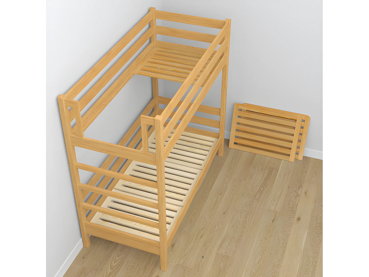 ETAGENBETT N03 mit Schublade Naturkiefer 120x180