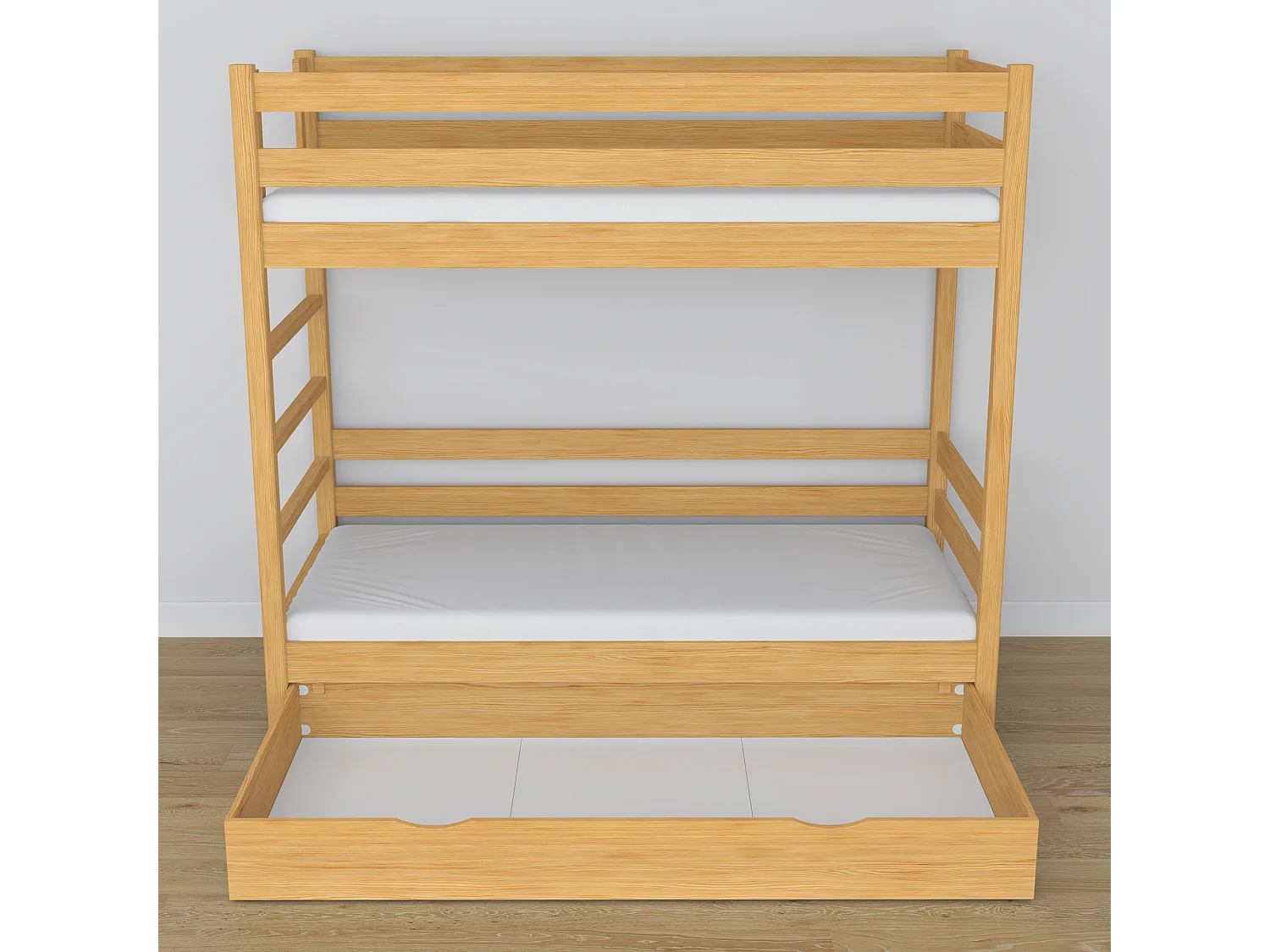 Lit superposé en bois - avec tiroir N03 Pin Naturel 90x200