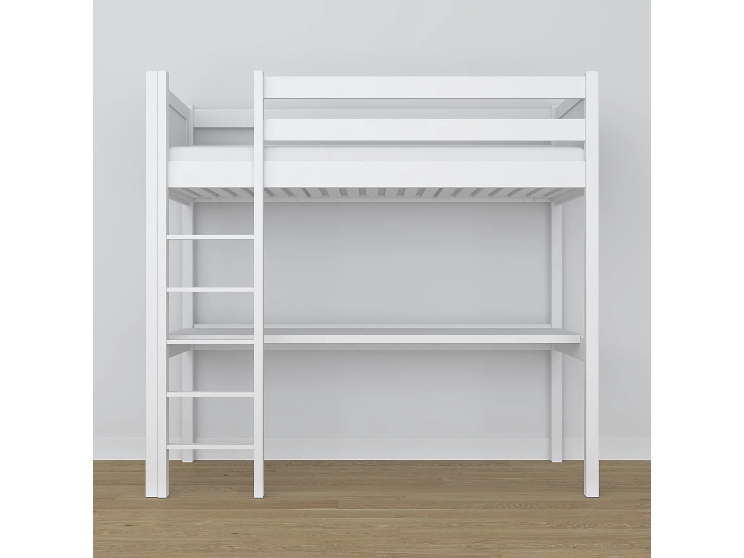 Lit mezzanine en bois - avec bureau N06 Blanc 80x180