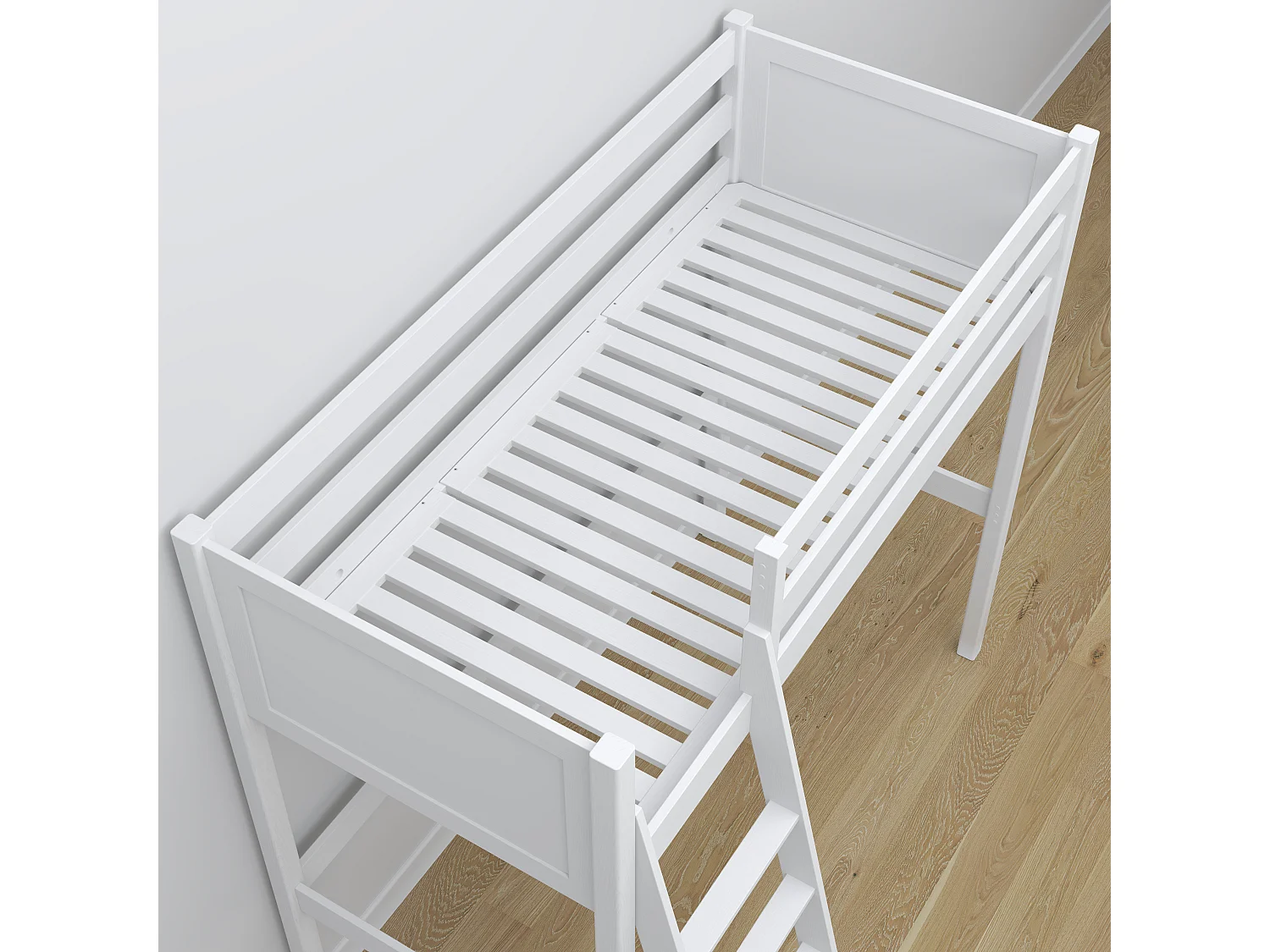 Lit mezzanine en bois - avec bureau N04 Blanc 120x180
