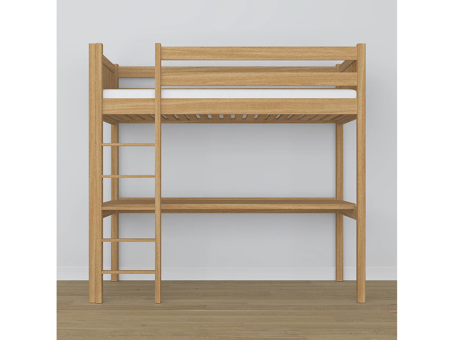 Lit mezzanine en chêne - avec bureau N06 Chêne Naturel 80x180