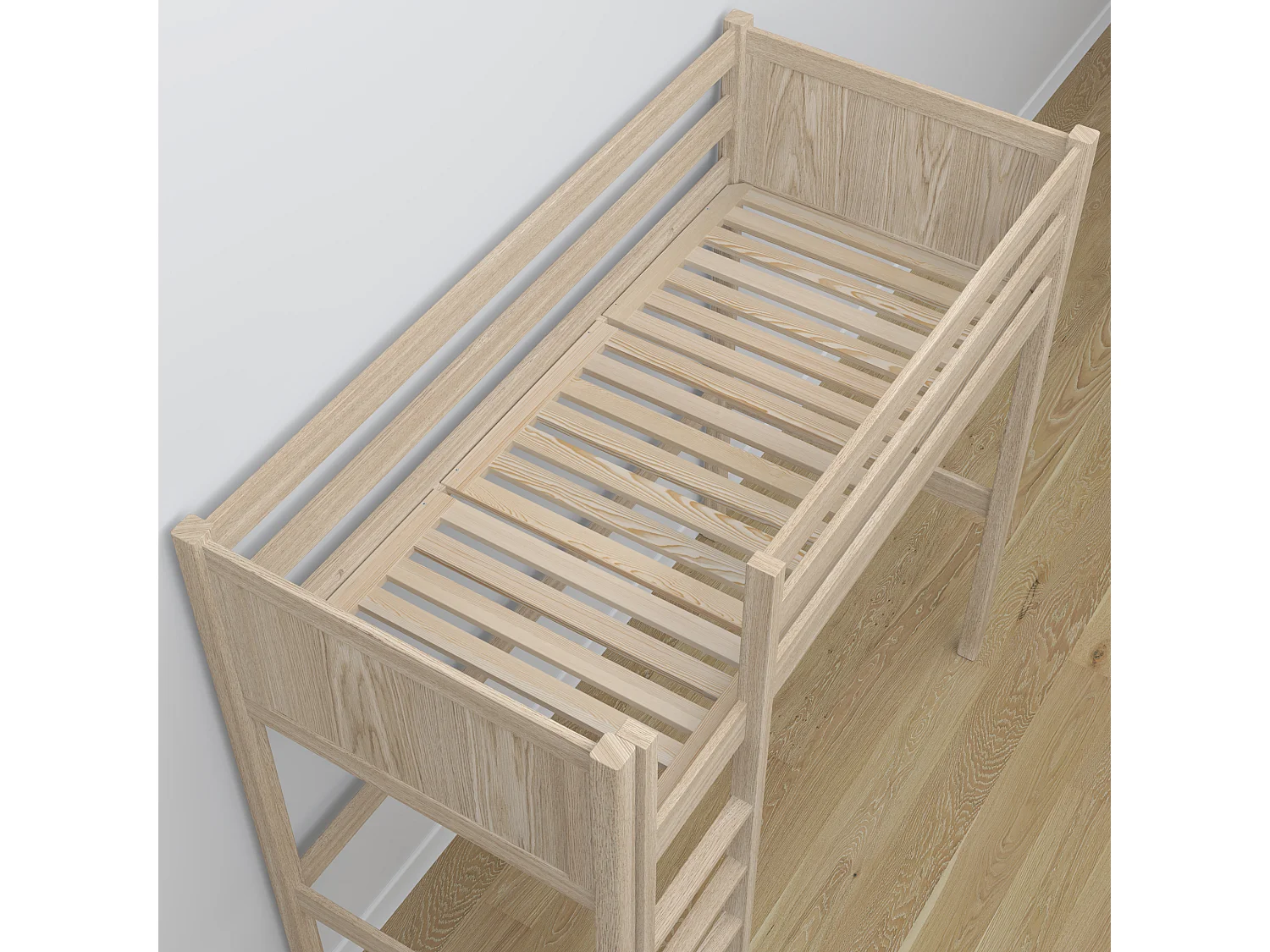 Lit mezzanine en chêne - avec bureau N06 Chêne Blanchi 80x190