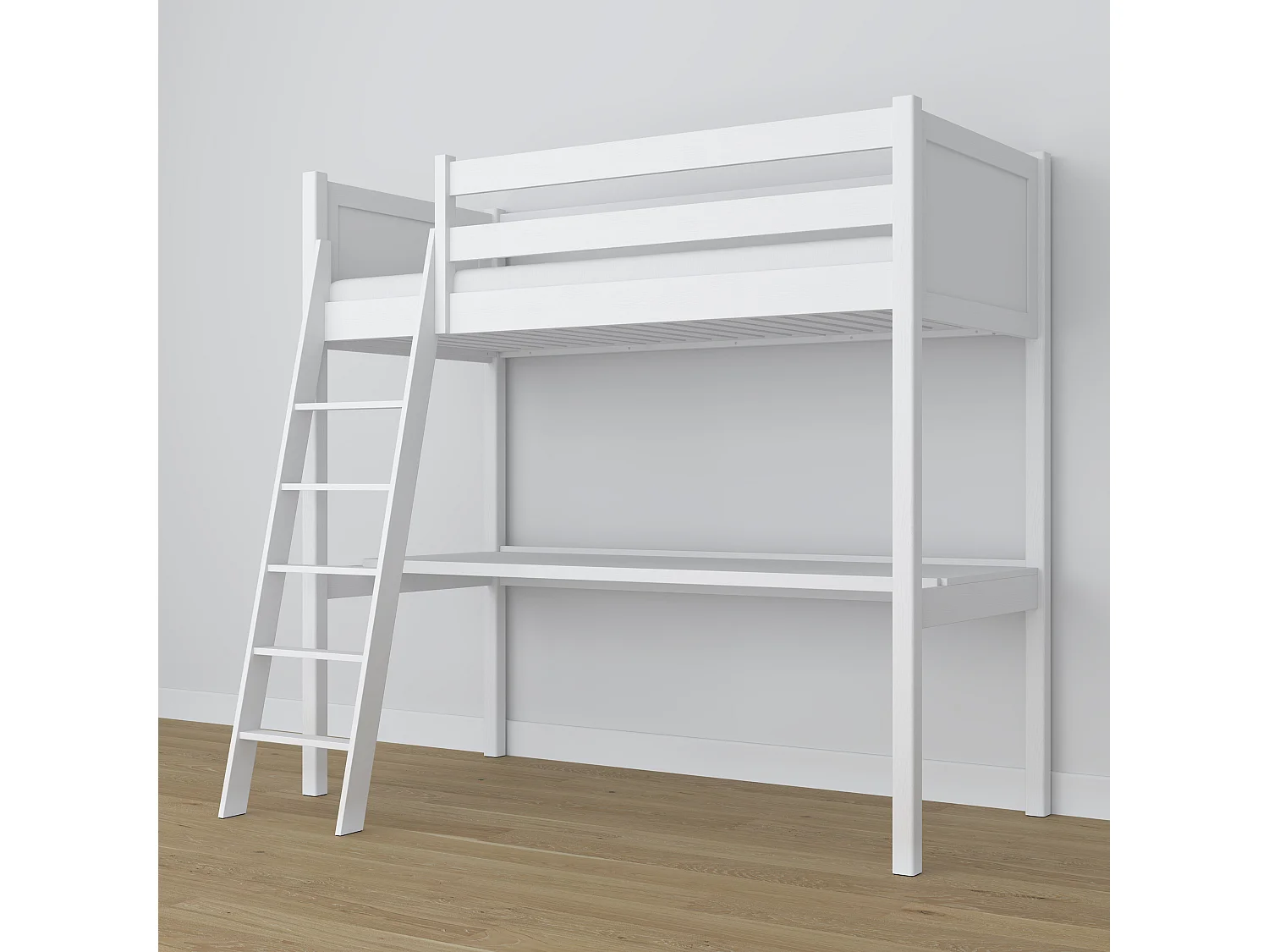 HOCHBETT N04 mit Schreibtisch Weiß 100x180