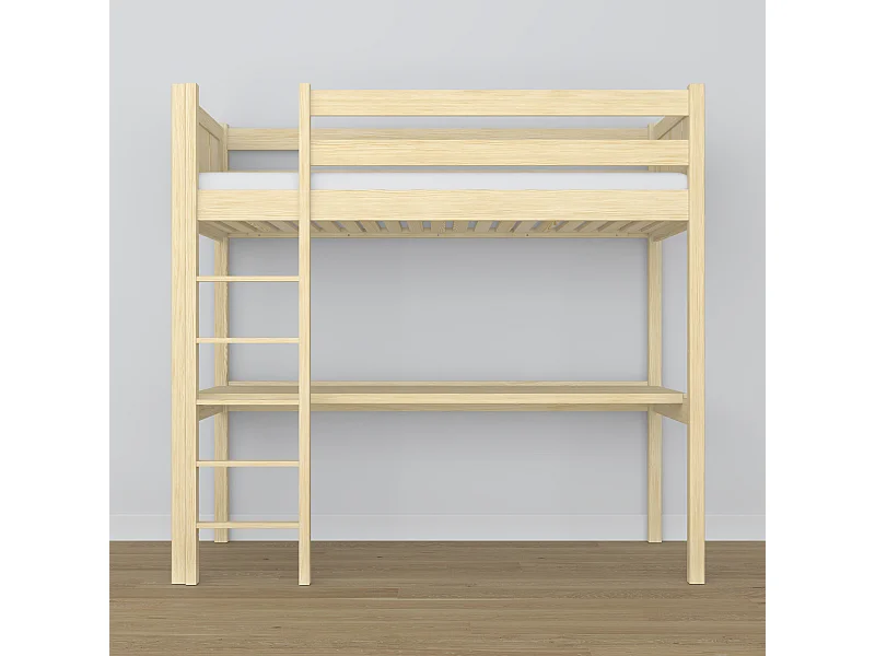 HOCHBETT N06 mit Schreibtisch Klare Kiefer 90x180