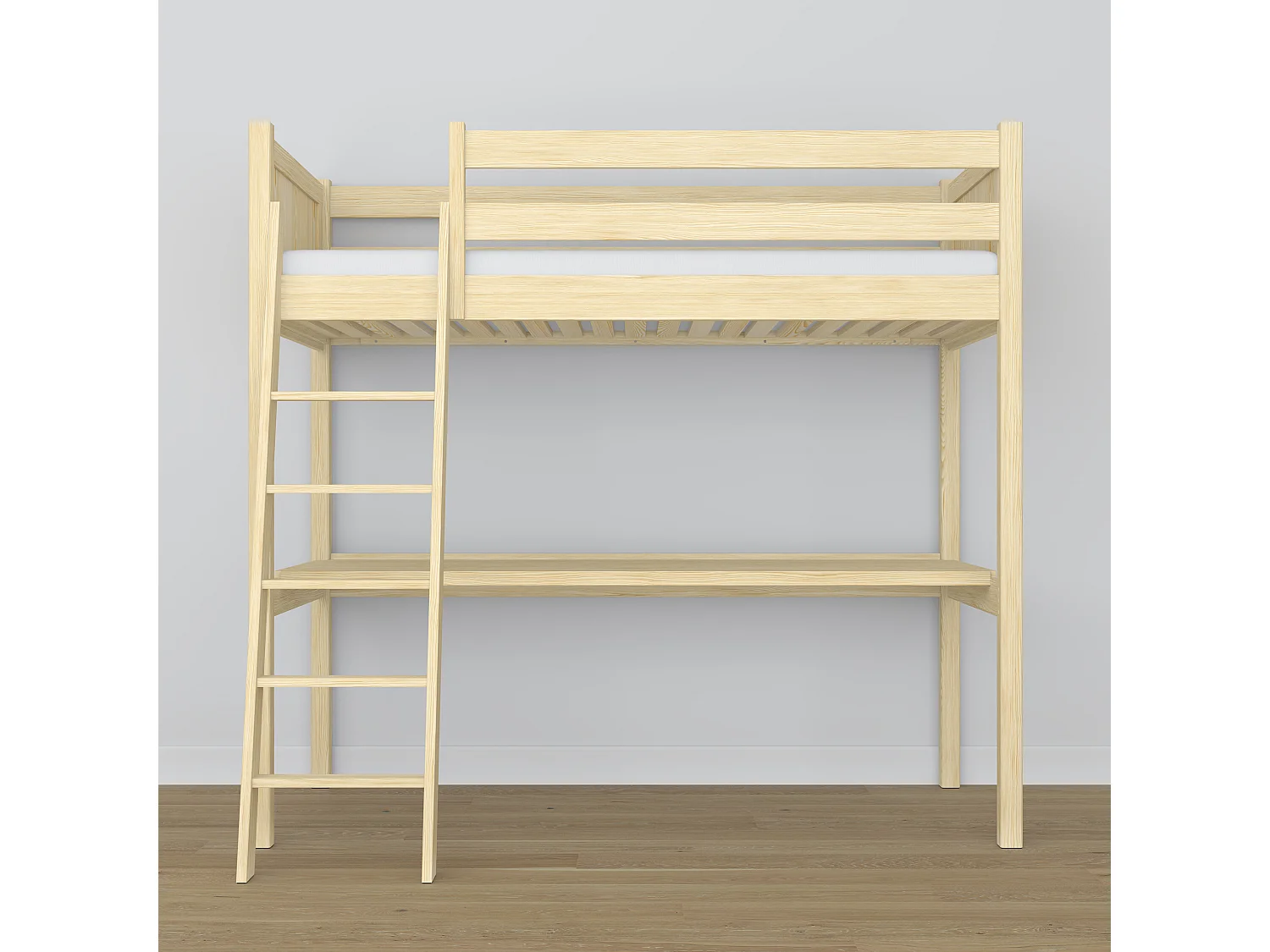 HOCHBETT N04 mit Schreibtisch Klare Kiefer 100x180