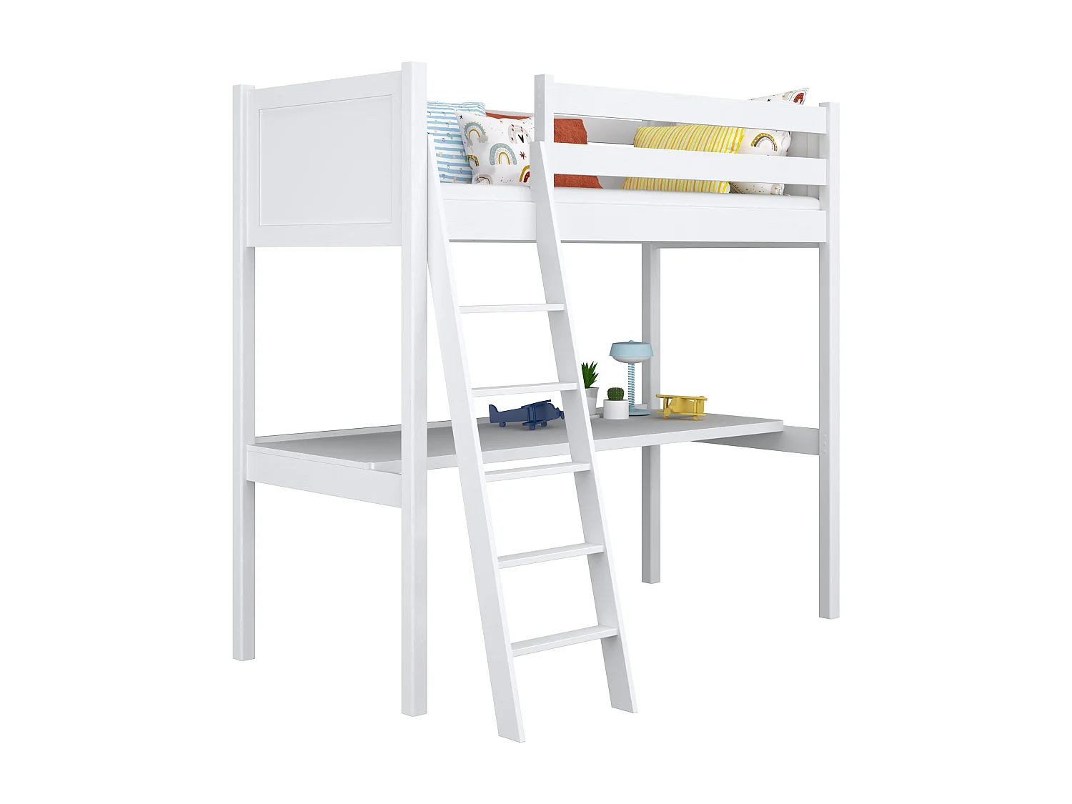 HOCHBETT N04 mit Schreibtisch Weiß 100x200