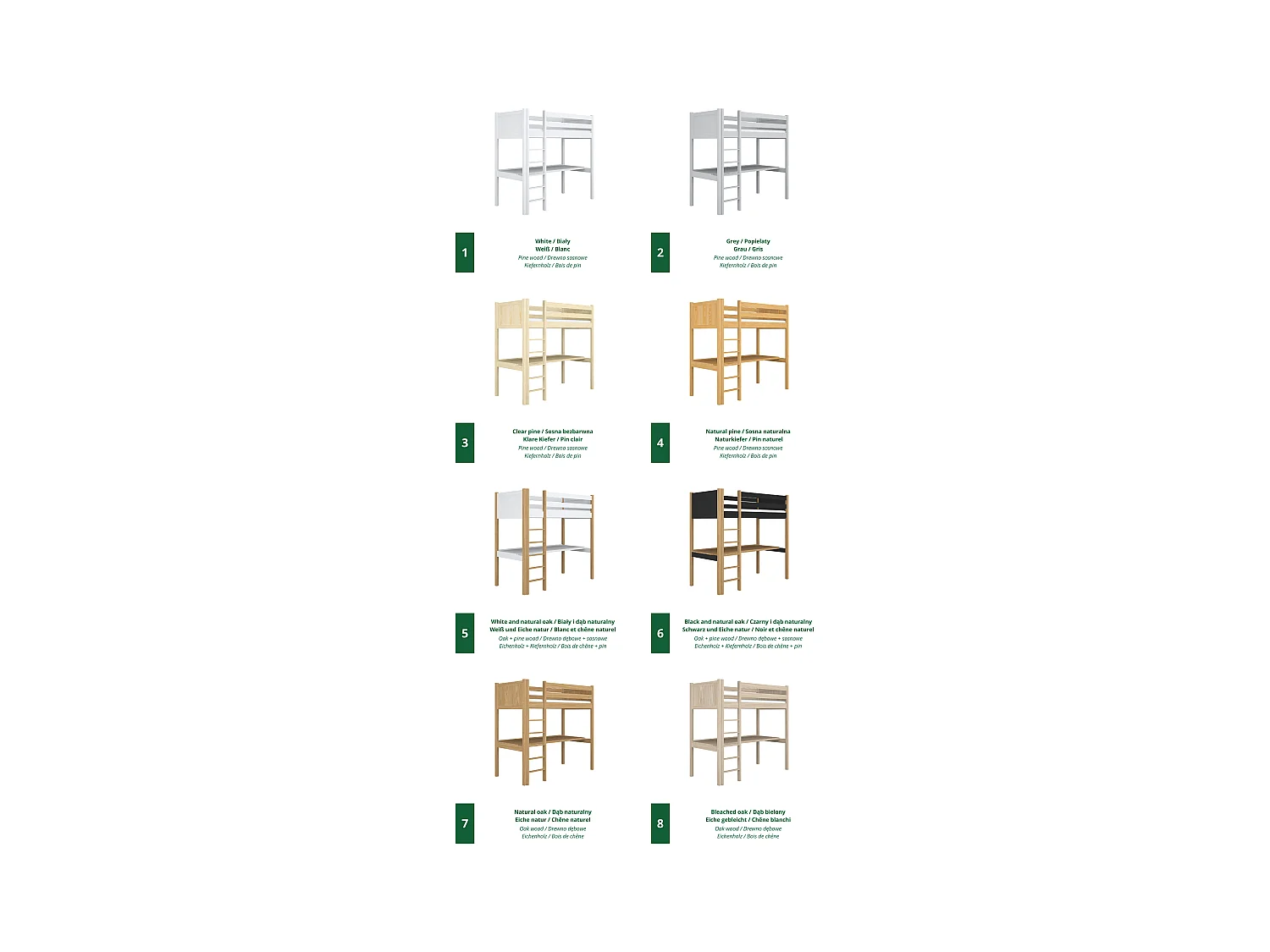 HOCHBETT N06 mit Schreibtisch Grau 80x180