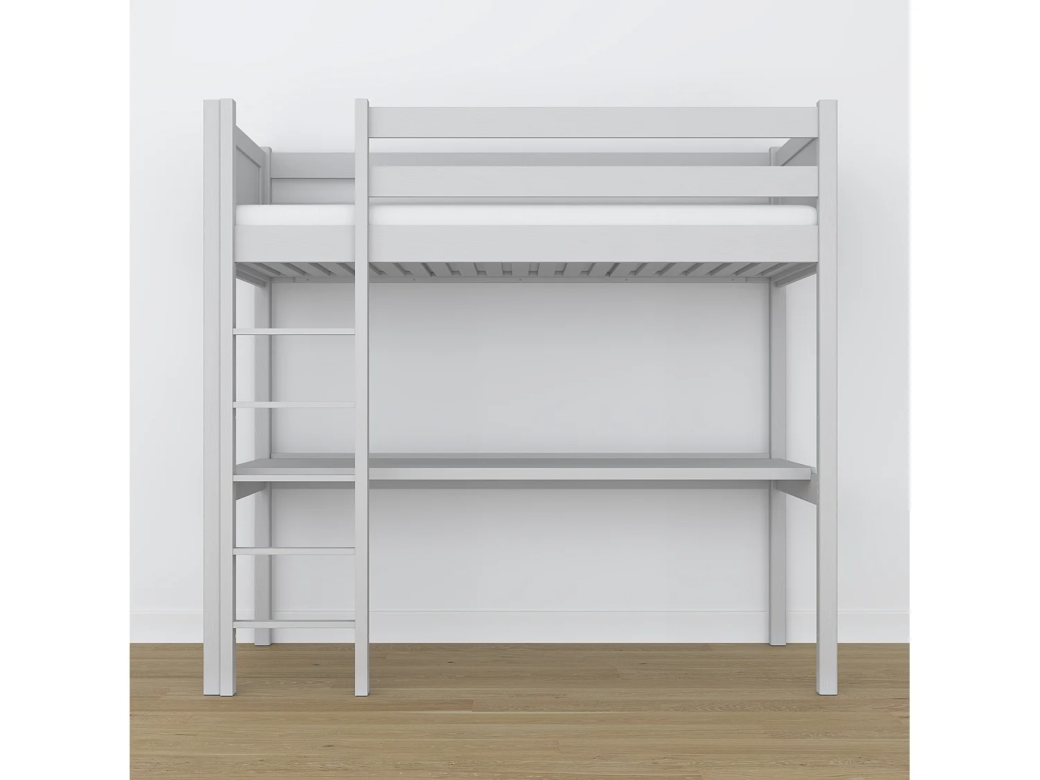 Lit mezzanine en bois - avec bureau N06 Gris 80x180