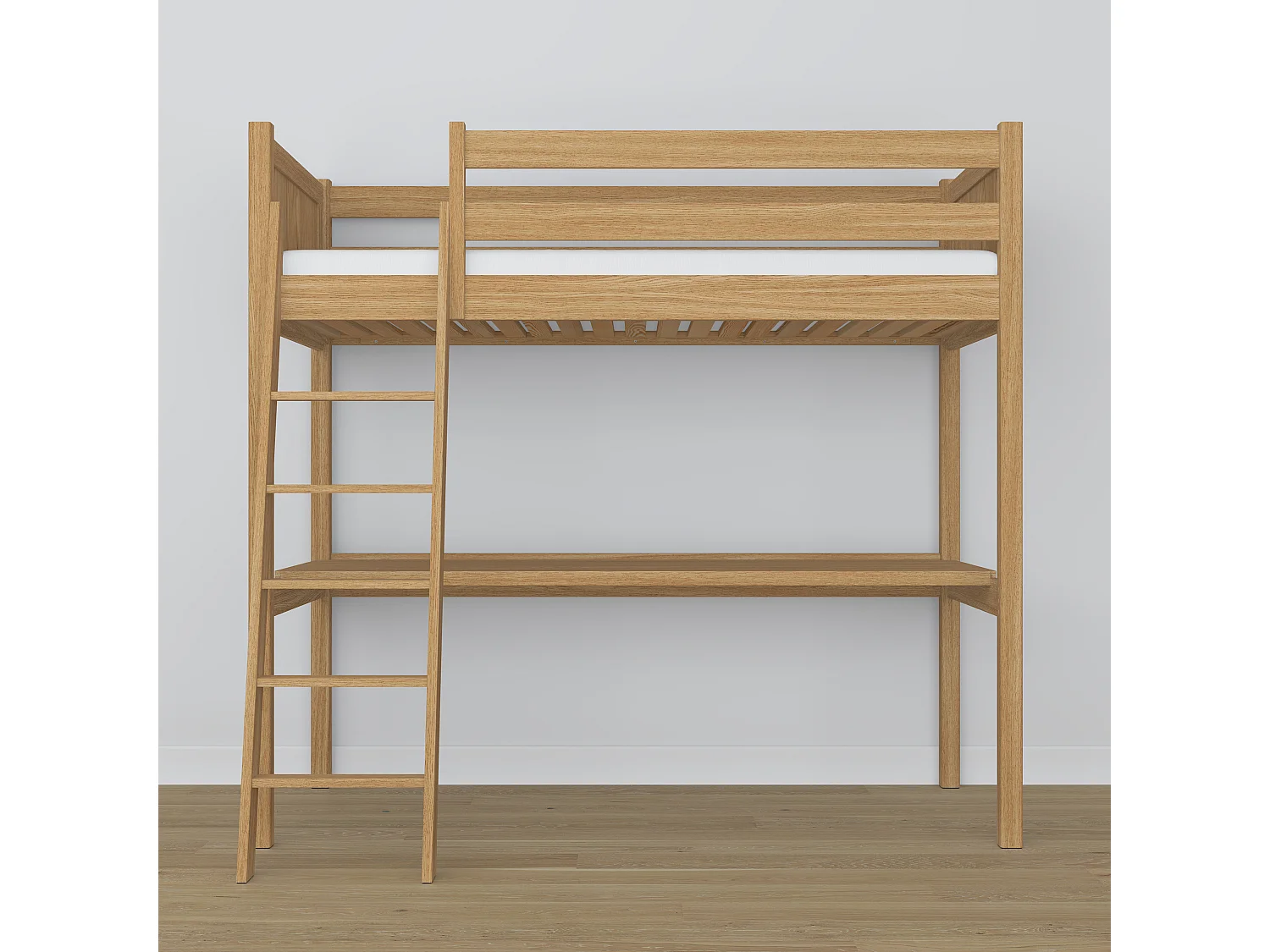Lit mezzanine en chêne - avec bureau N04 Chêne Naturel 120x180