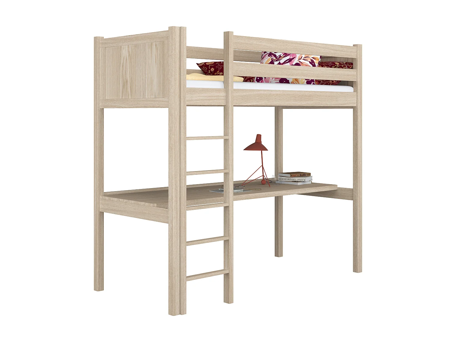 HOCHBETT N06 mit Schreibtisch Sonoma Eiche 100x190