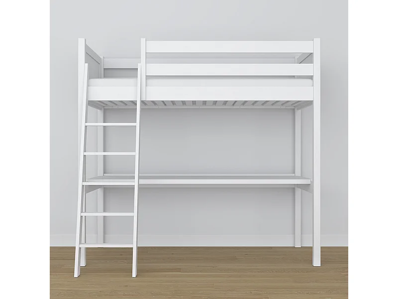 HOCHBETT N04 mit Schreibtisch Weiß 120x190