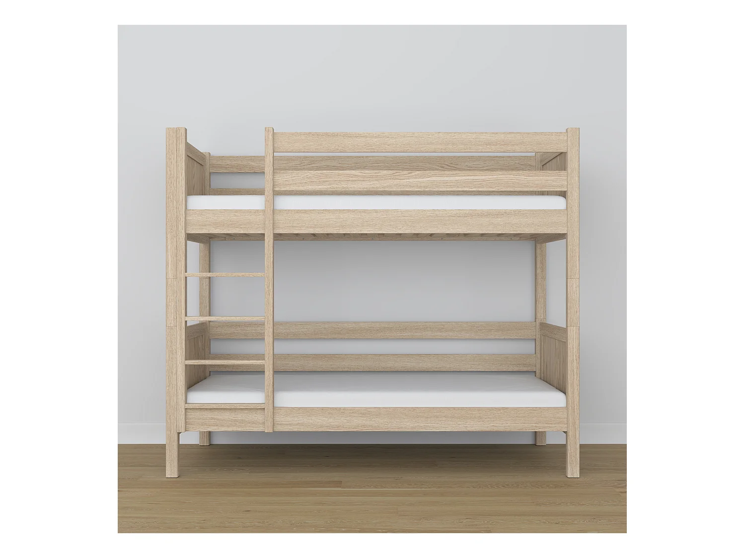 Lit superposé en chêne N02 Chêne Blanchi 90x200
