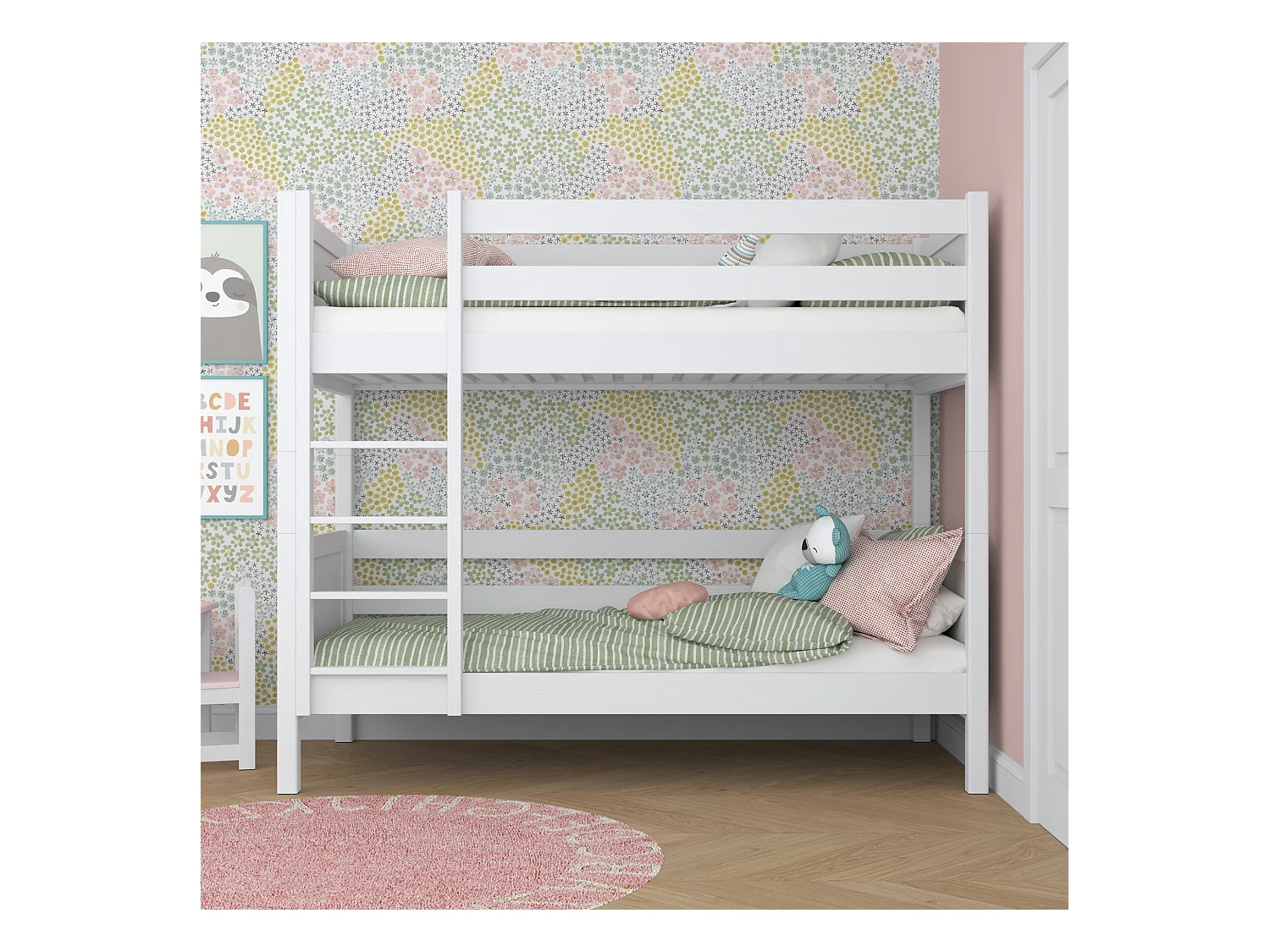 Lit superposé en bois N02 Blanc 80x190