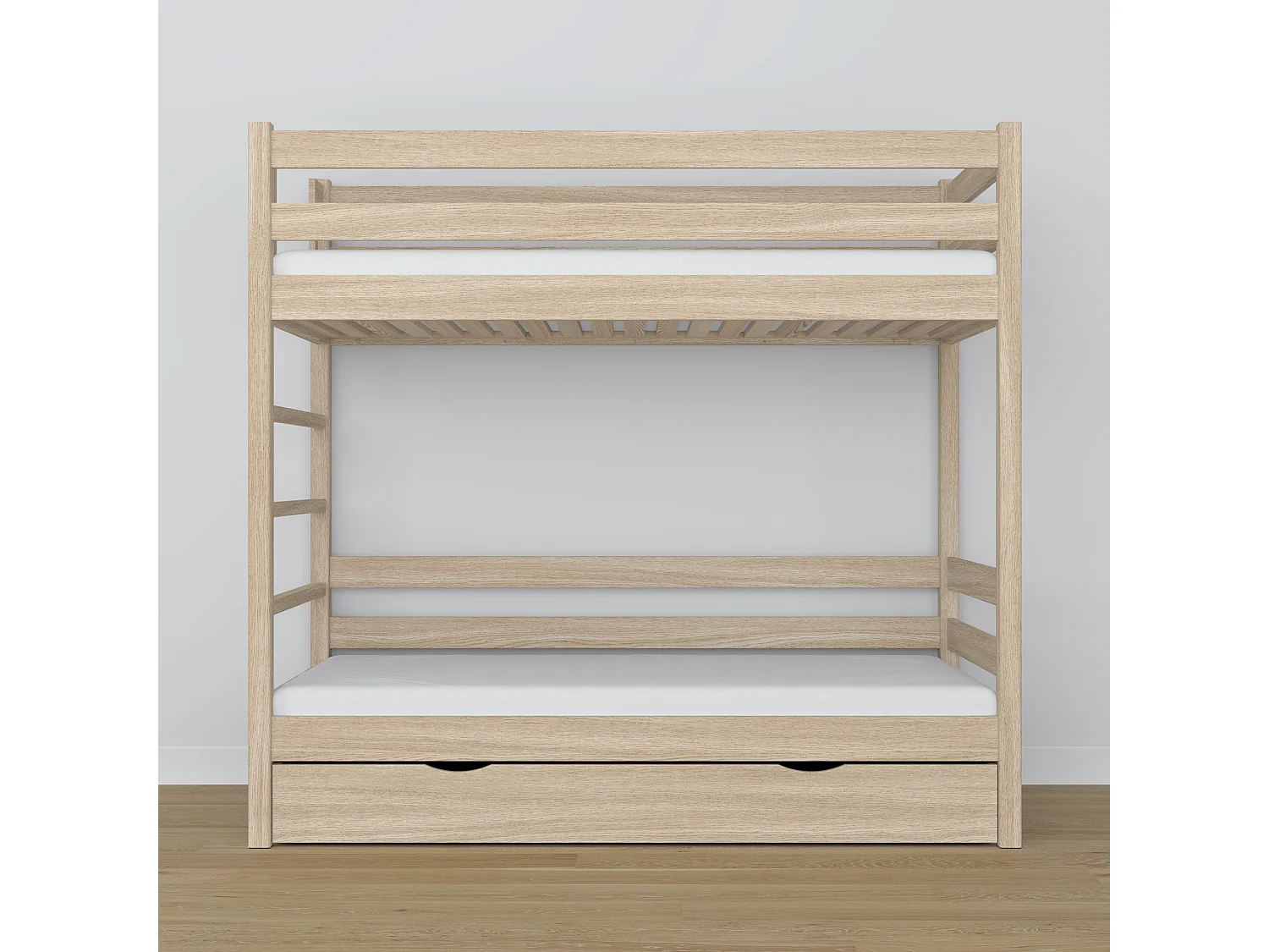 Lit superposé en chêne - avec tiroir N03 Chêne Blanchi 120x200