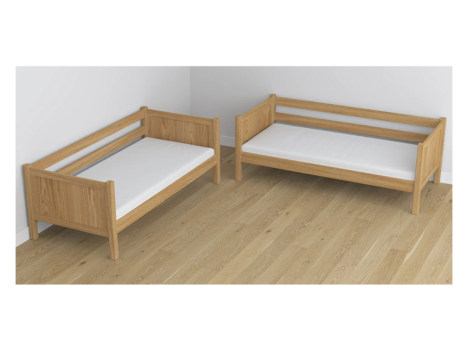 Lit superposé en chêne N02 Chêne Naturel 90x200