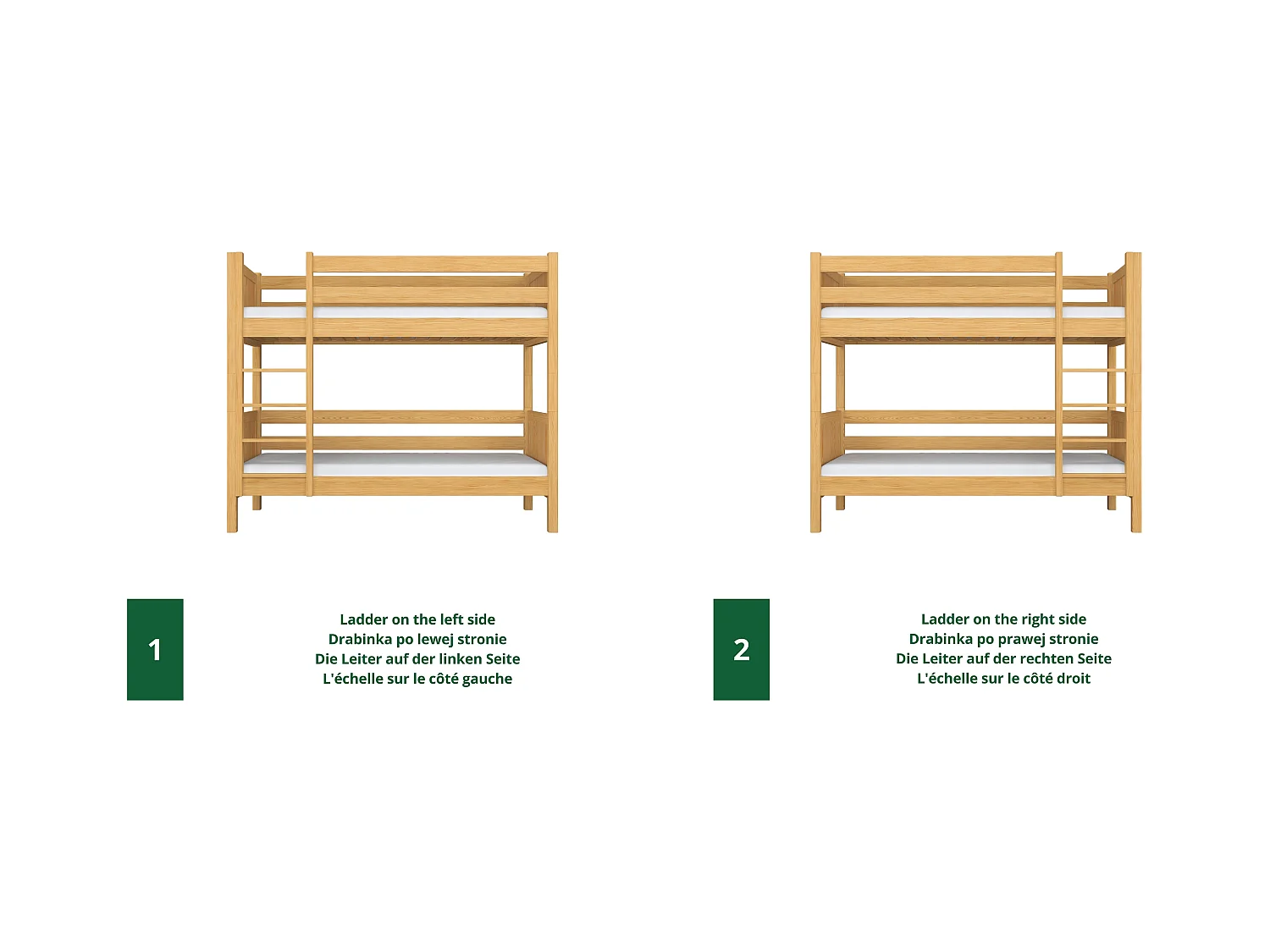 Lit superposé en bois N02 Pin Naturel 120x200