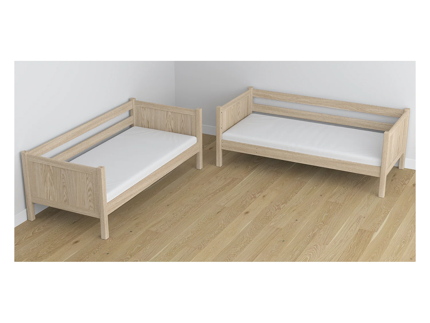 Lit superposé en chêne N02 Chêne Blanchi 100x180