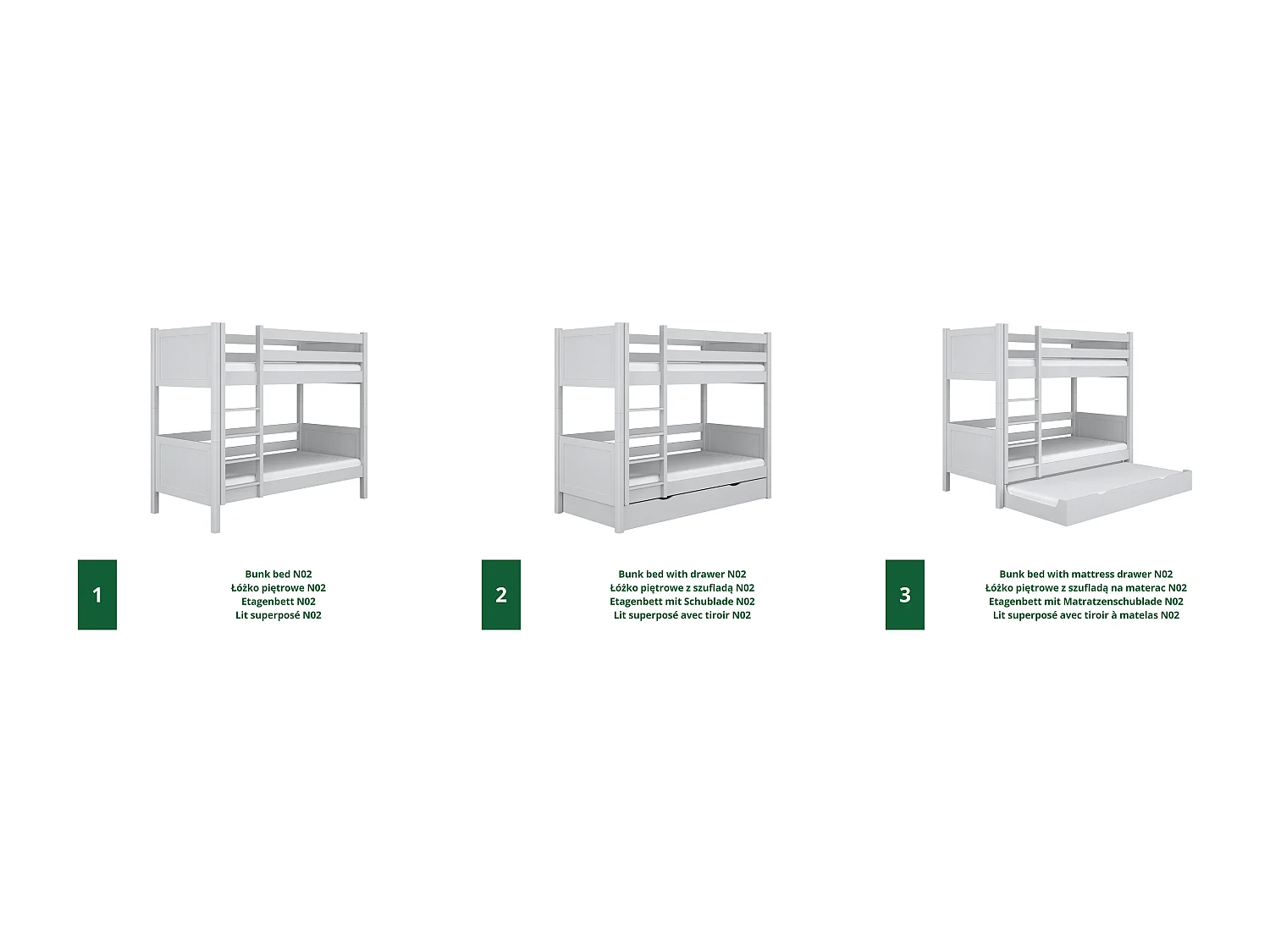 ETAGENBETT N02 Grau 100x180