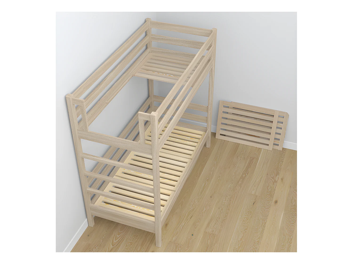 Lit superposé en chêne - avec tiroir N03 Chêne Blanchi 80x180