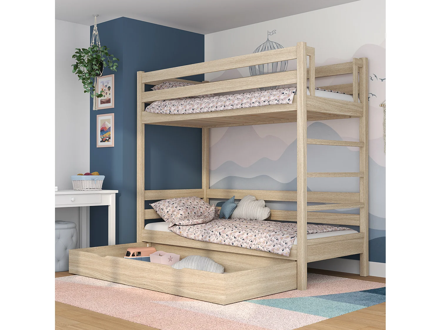 ETAGENBETT N03 mit Schublade Sonoma Eiche 80x180