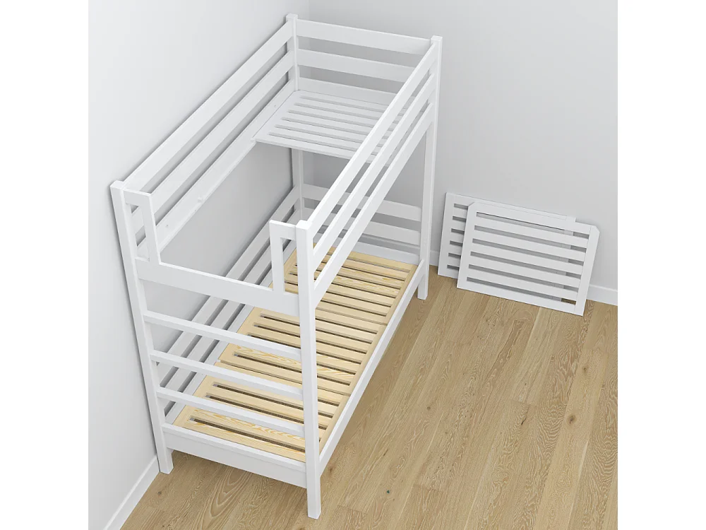 Lit superposé en bois - avec tiroir N03 Blanc 120x200