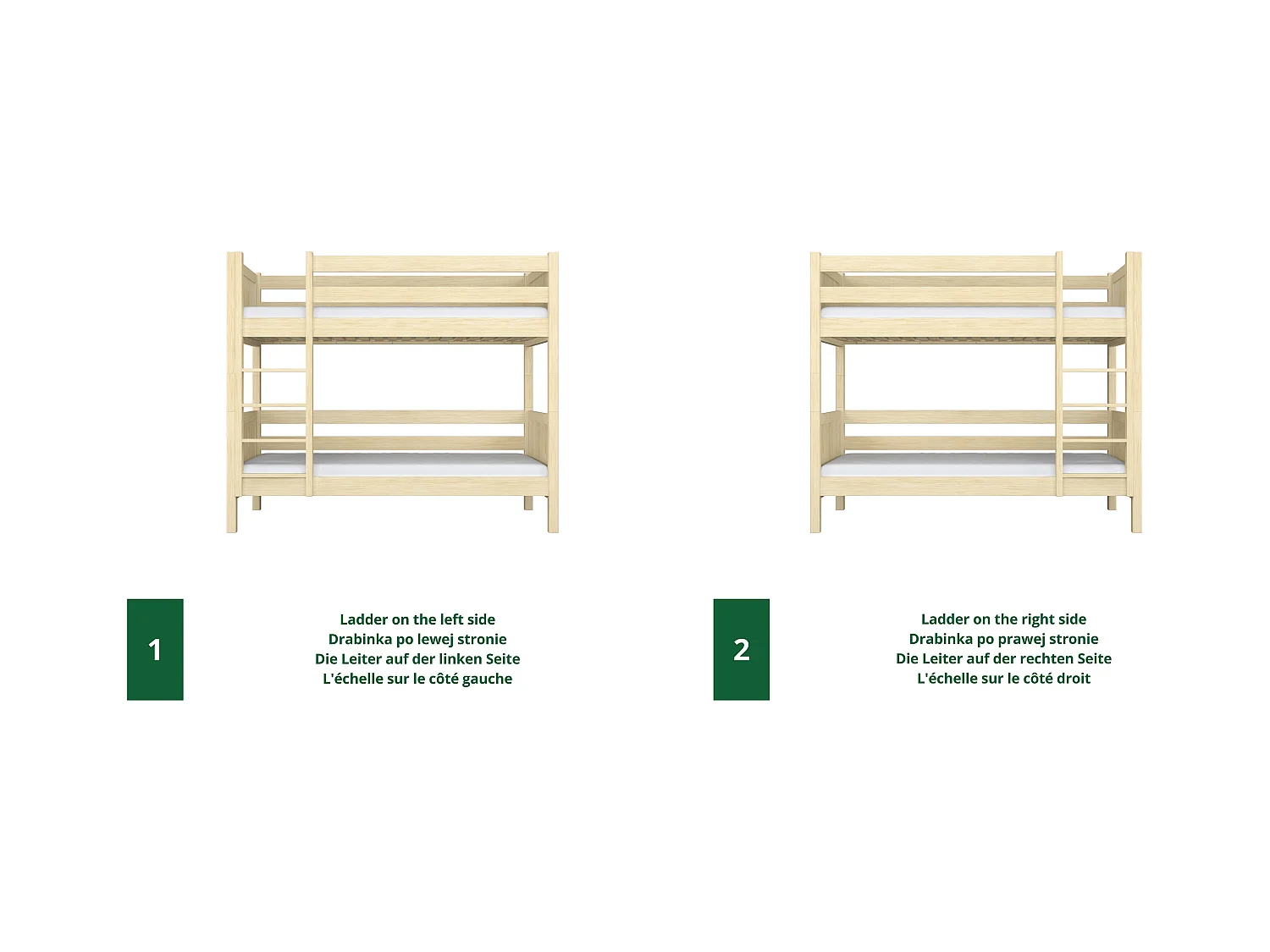 Lit superposé en bois N02 Pin Clair 80x190
