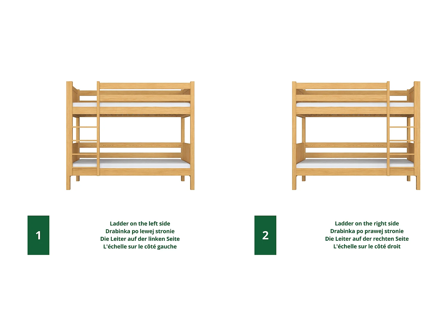 Lit superposé en bois N02 Pin Naturel 80x200