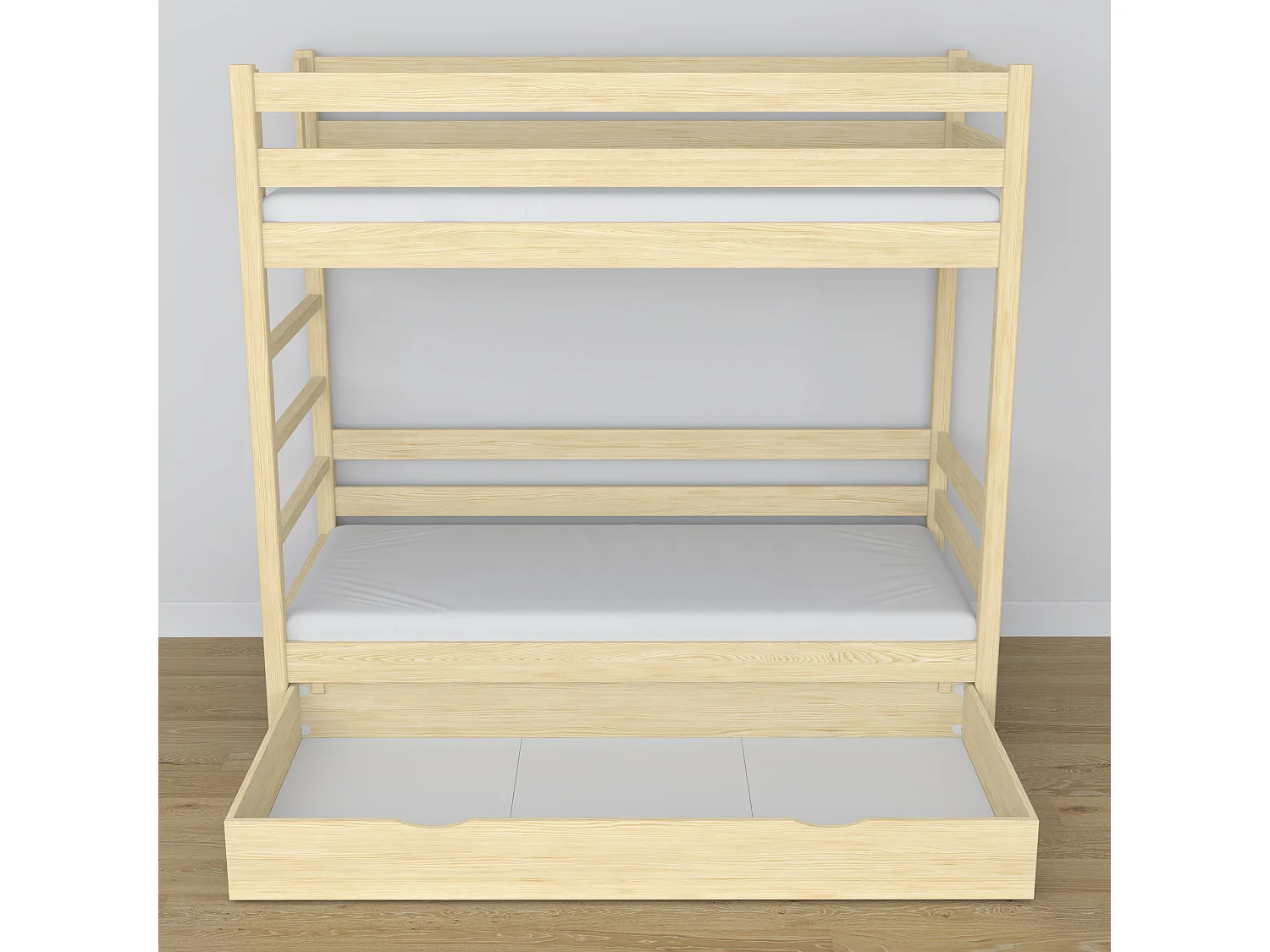 ETAGENBETT N03 mit Schublade Klare Kiefer 90x200