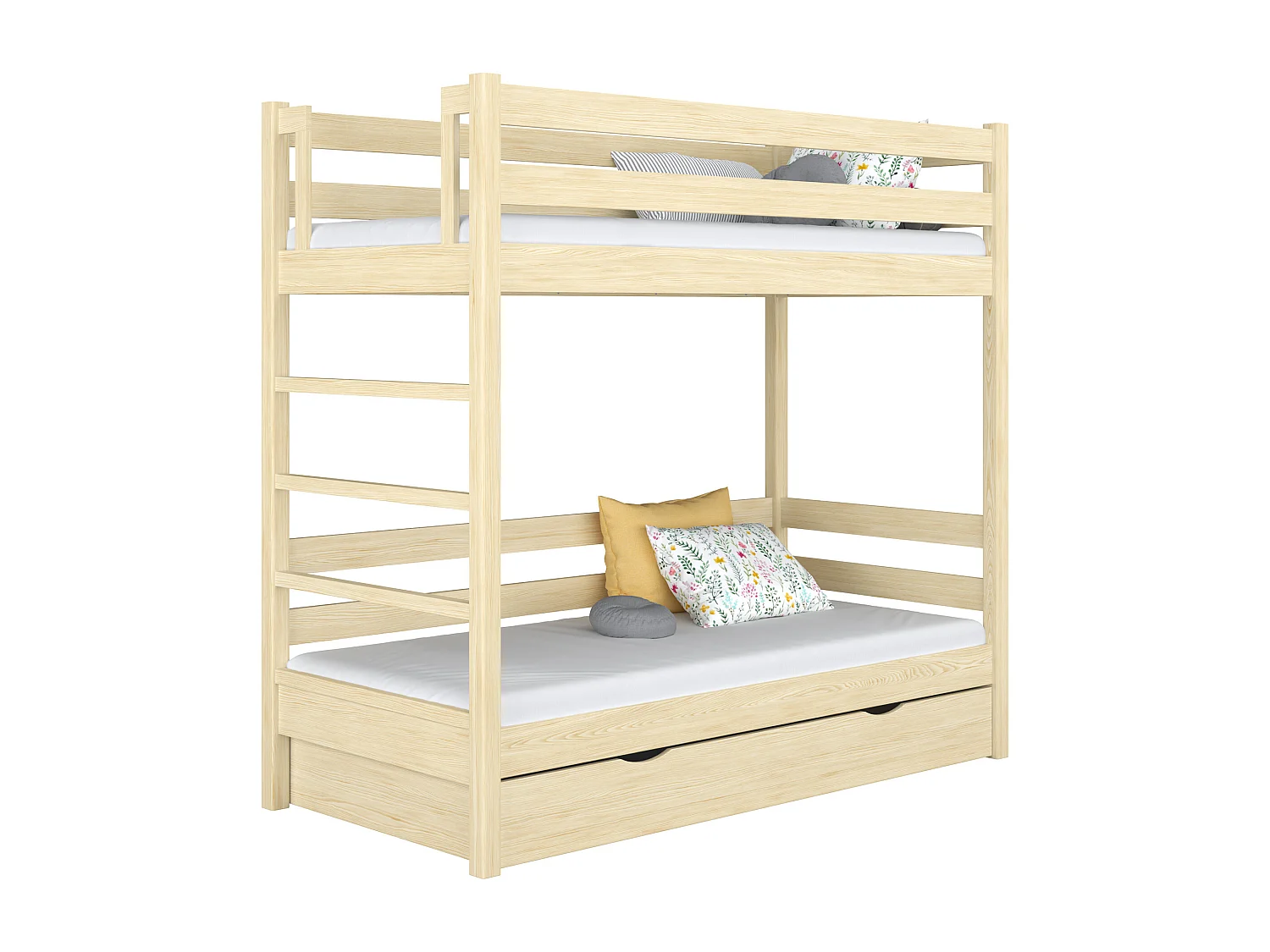 ETAGENBETT N03 mit Schublade Klare Kiefer 120x180