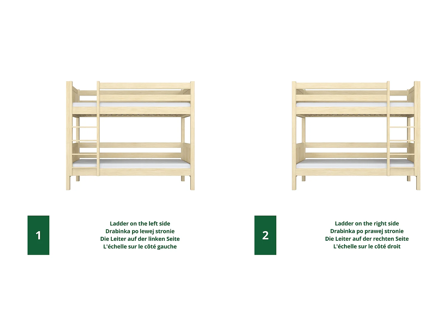 Lit superposé en bois N02 Pin Clair 120x200