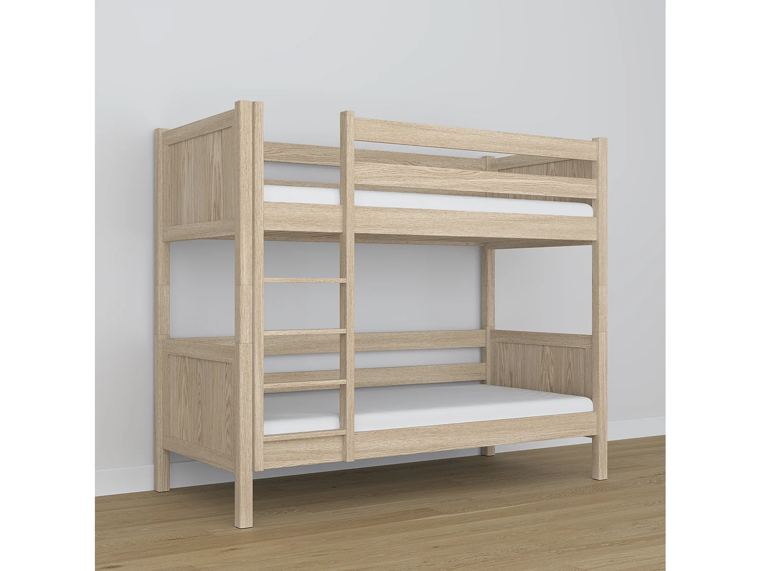 Lit superposé en chêne N02 Chêne Blanchi 100x200