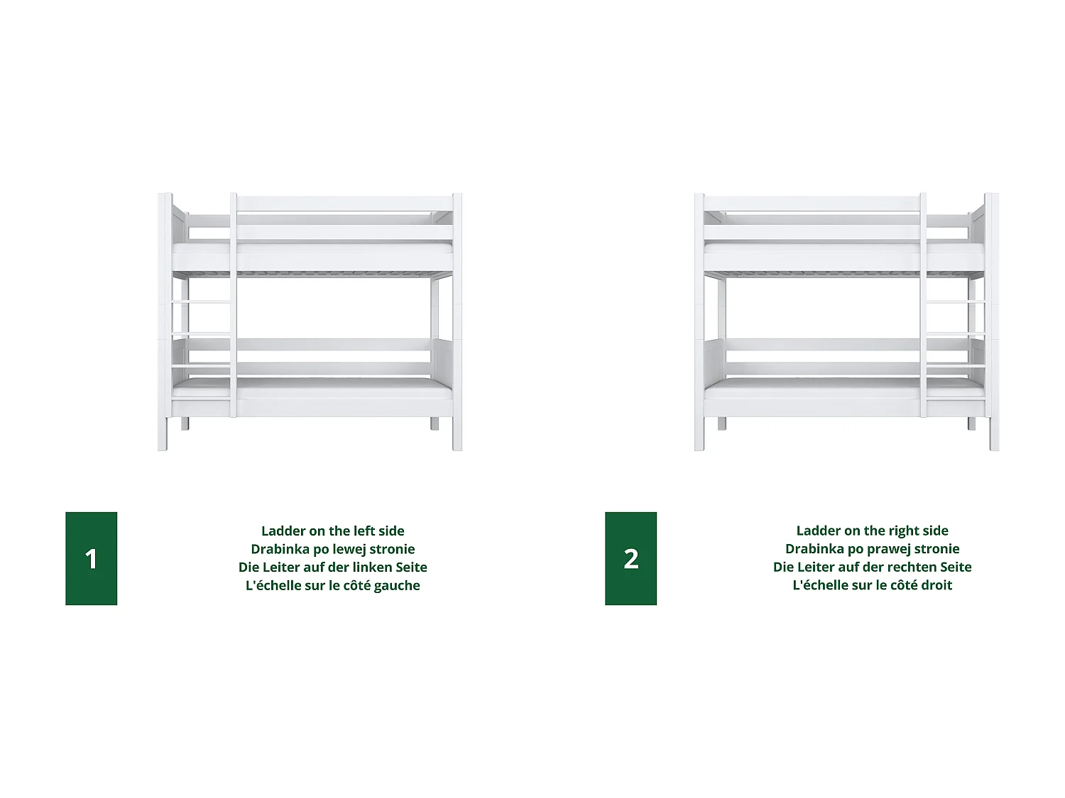 Lit superposé en bois N02 Blanc 100x200