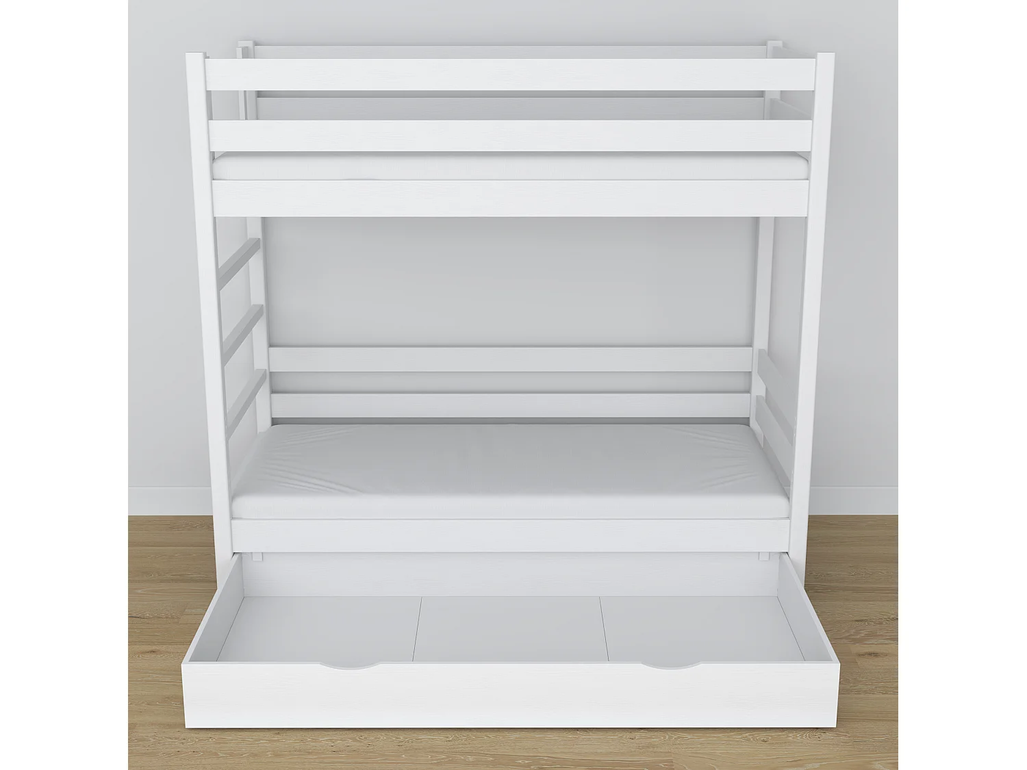 Lit superposé en bois - avec tiroir N03 Blanc 90x180