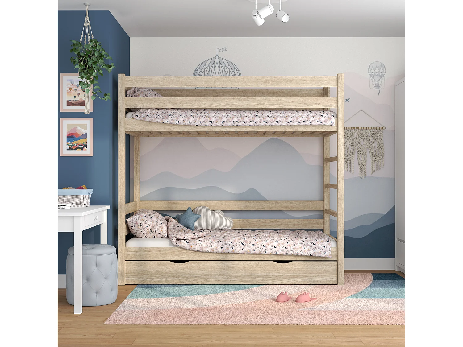 ETAGENBETT N03 mit Schublade Sonoma Eiche 90x200