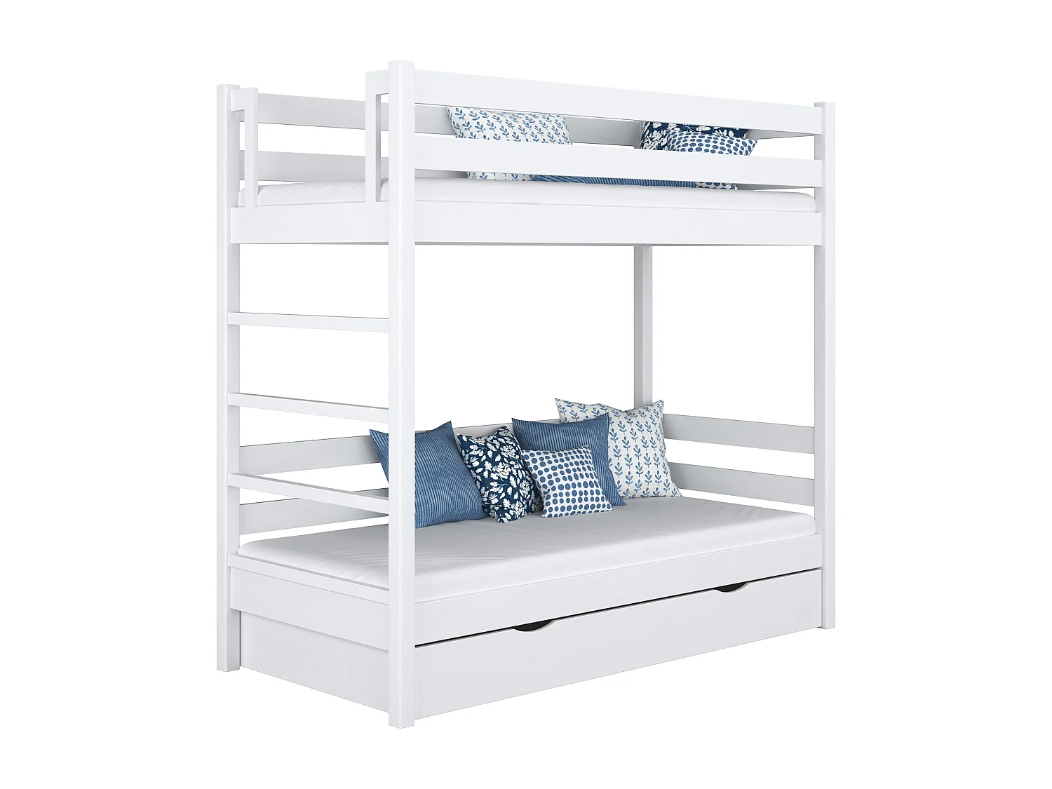 Lit superposé en bois - avec tiroir N03 Blanc 80x200