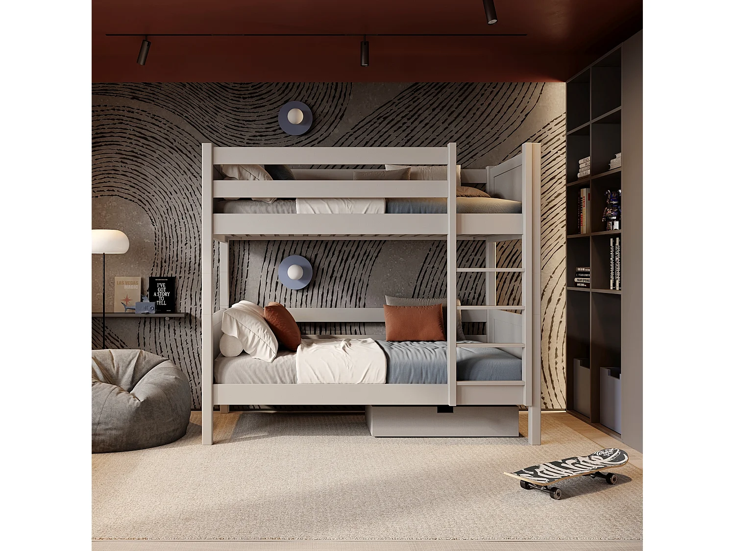 Lit superposé en bois N02 Gris 100x200
