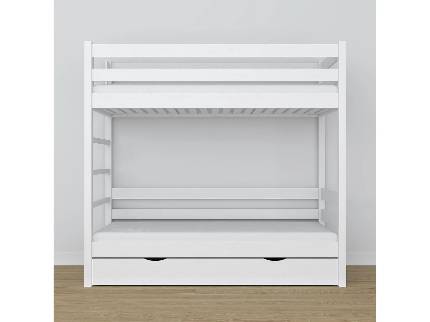 Lit superposé en bois - avec tiroir N03 Blanc 90x190