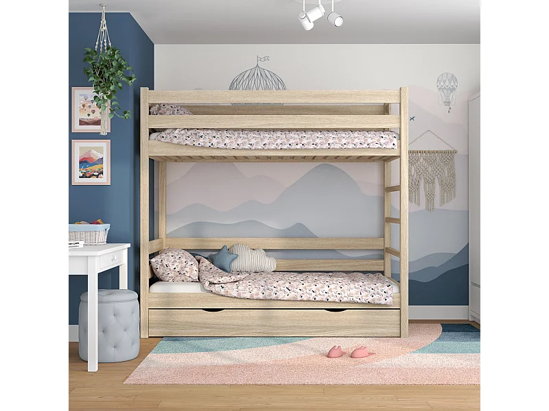 ETAGENBETT N03 mit Schublade Sonoma Eiche 80x200