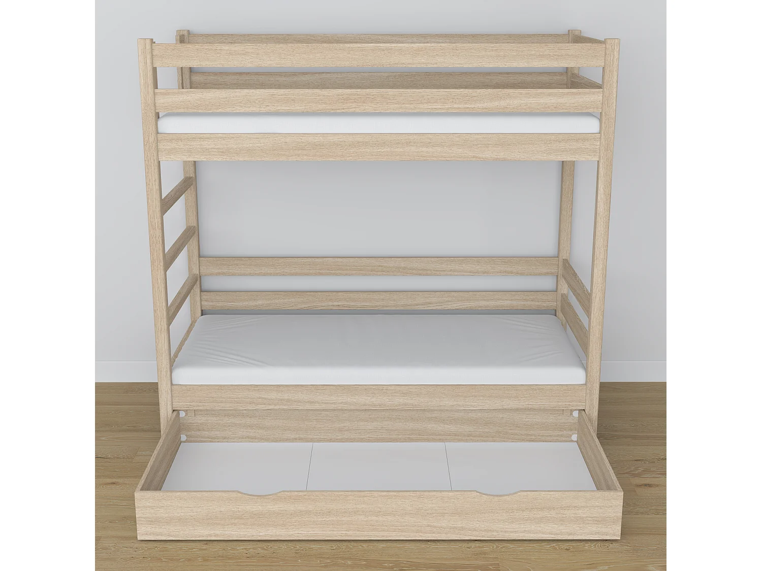 Lit superposé en chêne - avec tiroir N03 Chêne Blanchi 80x200