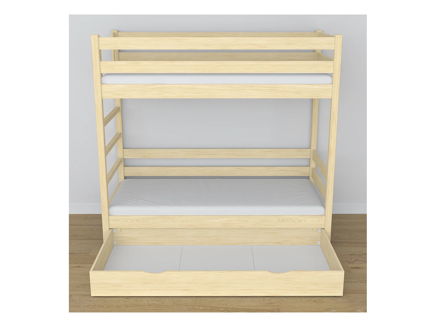 ETAGENBETT N03 mit Schublade Klare Kiefer 80x190