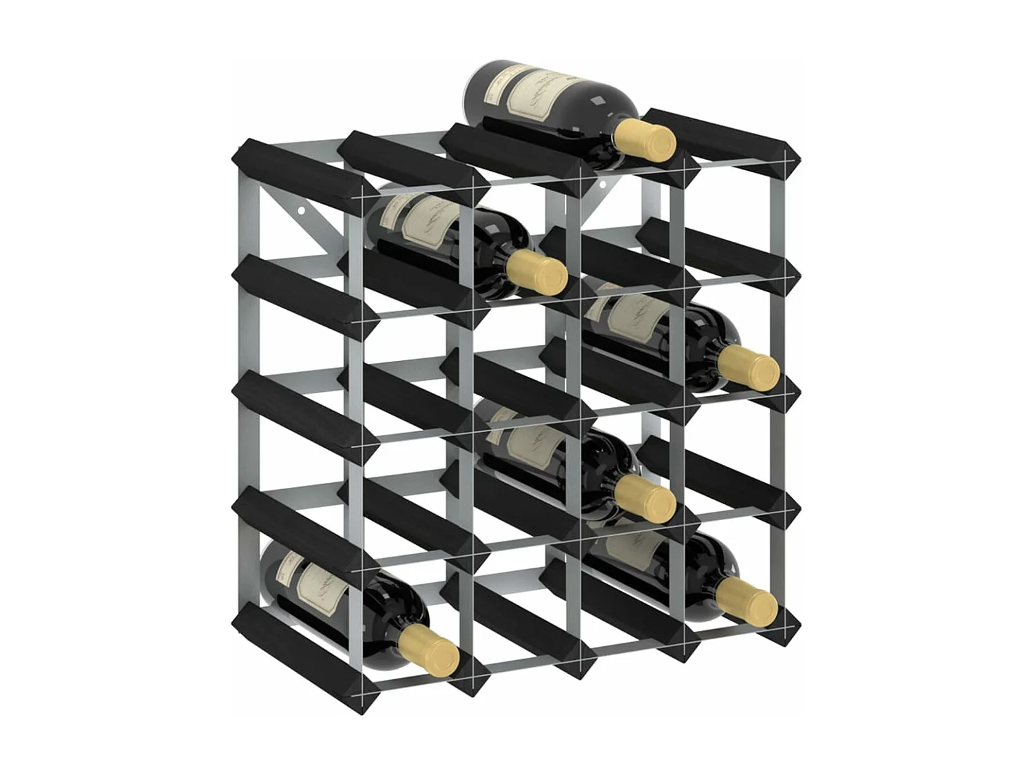 Casier à bouteilles pour 20 bouteilles Noir Bois de pin solide