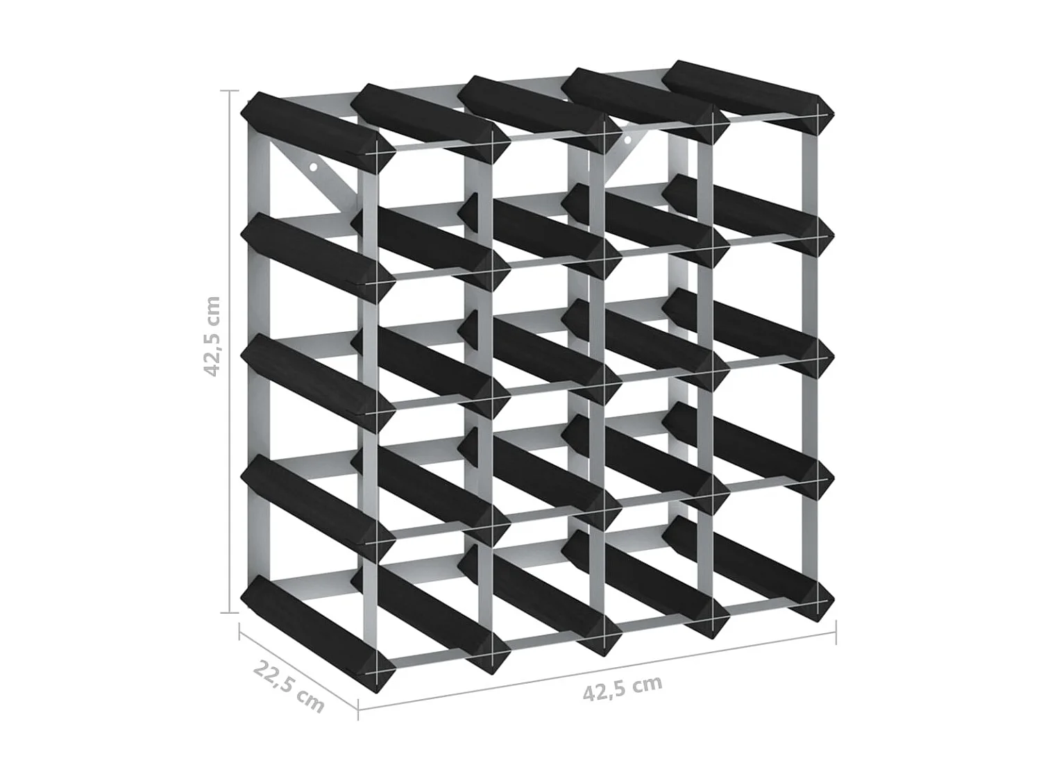 Casier à bouteilles pour 20 bouteilles Noir Bois de pin solide