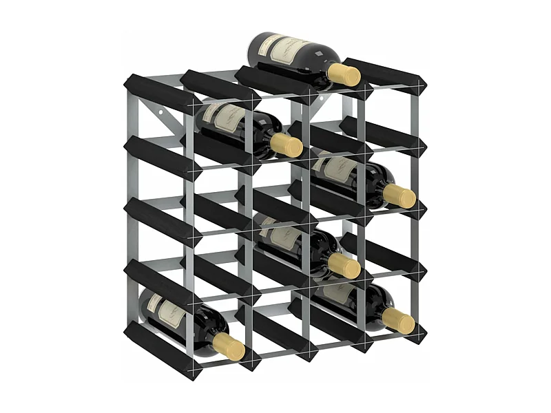 Casier à bouteilles pour 20 bouteilles Noir Bois de pin solide