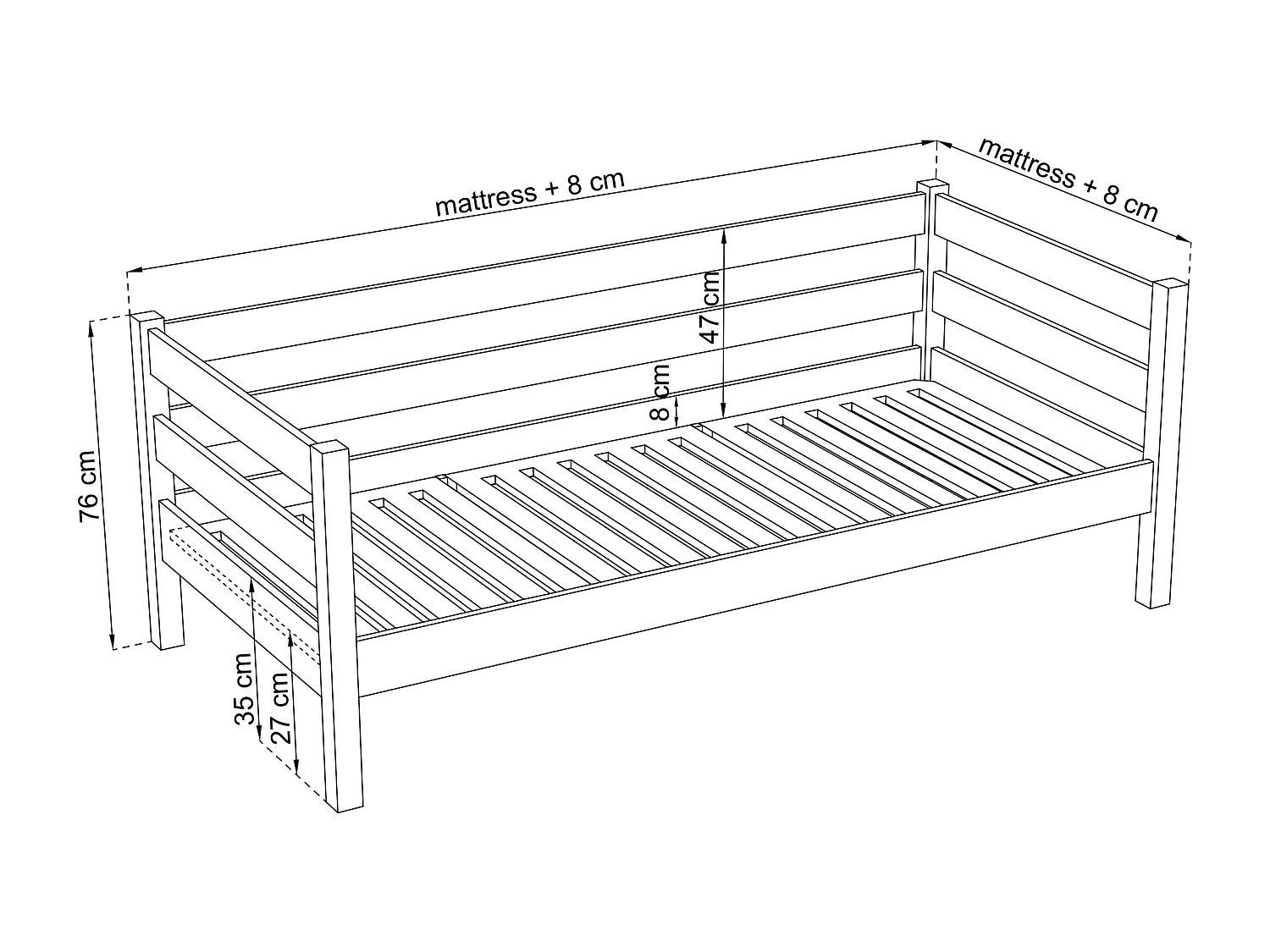 TAGESBETT Eiche Natur 80x200