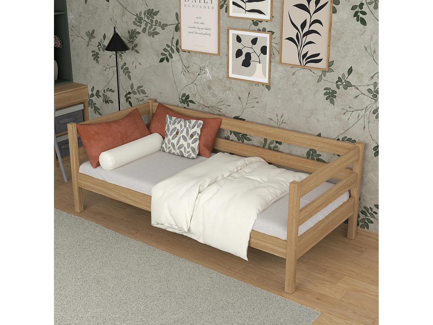 Lit banquette en chêne N01 Chêne Naturel 80x200
