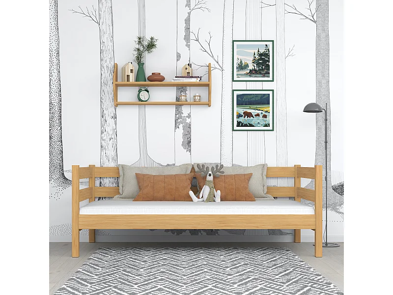 Lit banquette en bois N01 Pin Naturel 80x190